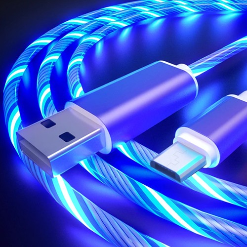 Cable carga y datos usb wirboo tipo c con luz azul