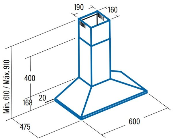 .AT.CAMPANA CATA V-600 WH /L BCA. 60CM 480M3H 02061001 - Imagen 2