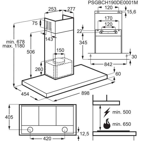 .AT.CAMPANA DECORATIVA AEG DBE5960HB 90CM INOX - Imagen 7