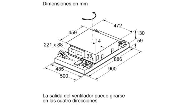 .AT.CAMPANA TECHO BALAY 3BE296HW 90CM B BCA 734M3/H - Imagen 7