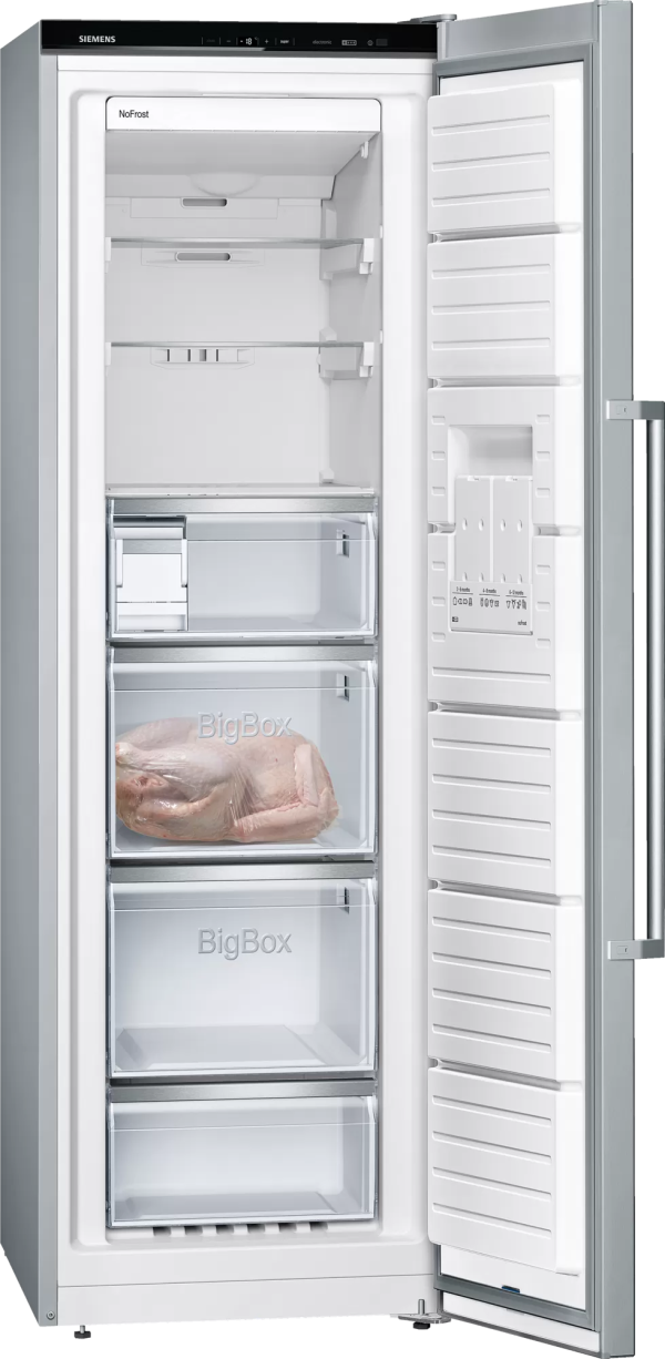 .AT.CONGELADOR VERTICAL SIEMENS GS36NAIDP 186X60 NF D INOX 242L - Imagen 4