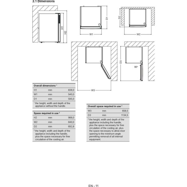 .AT.FRIGORIFICO 1P. WHIRLPOOL W55VM 1110 W 1 83,8X54 F BCO. - Imagen 5