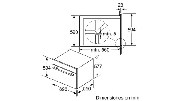 .AT.HORNO BOSCH VBD5780S0 MULT.10 A+ 90CM 112L INOX - Imagen 2