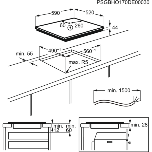 .AT.INDUCCION AEG IKB63302FB 3F.BISE.ZON.28CM HOB2HOOD - Imagen 5