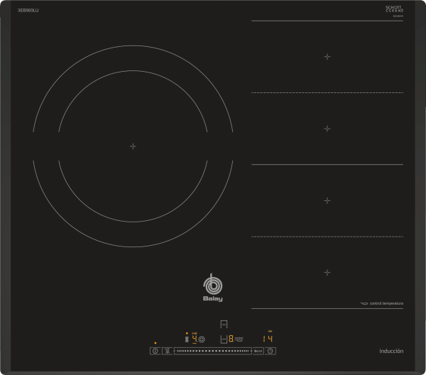 .AT.INDUCCION BALAY 3EB969LU 2F Z.28CM Z.FLEX BISEL 7400W 60CM NGA