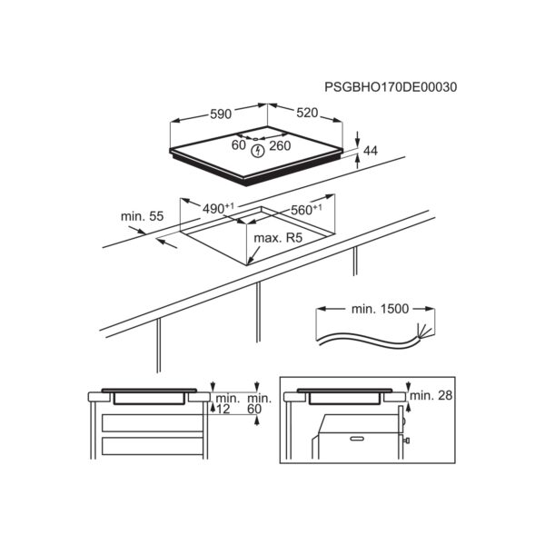 .AT.INDUCCION ELECTROLUX EIV644 FLEX 4 ZONAS 60CM H2H BISEL.F. - Imagen 2