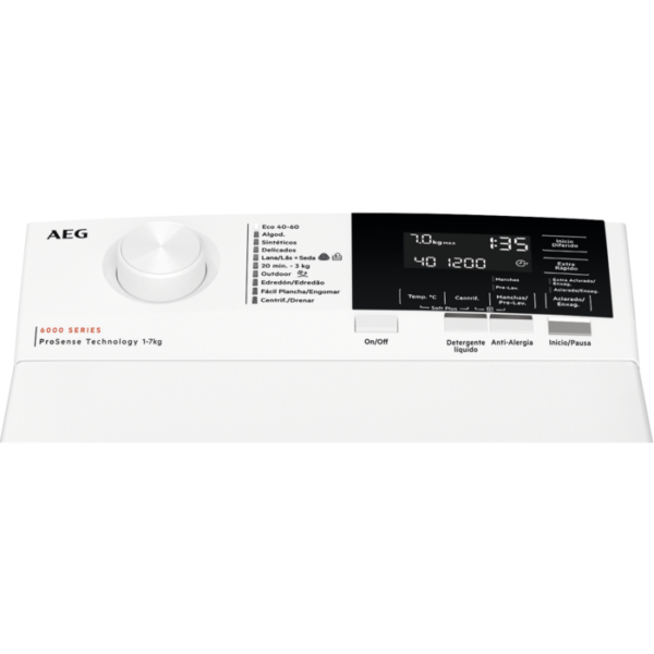 .AT.LAVADORA CARGA SUP. AEG LTA6G7331E 7KG 1300RPM A BCA - Imagen 6