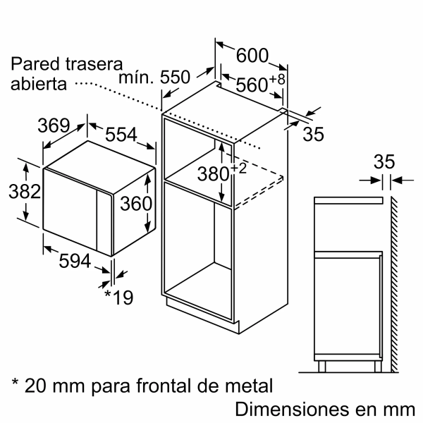 .AT.MICROONDAS INT. BALAY 3CG5175A2 25L C/GRILL CRIST.ANTRACITA - Imagen 7