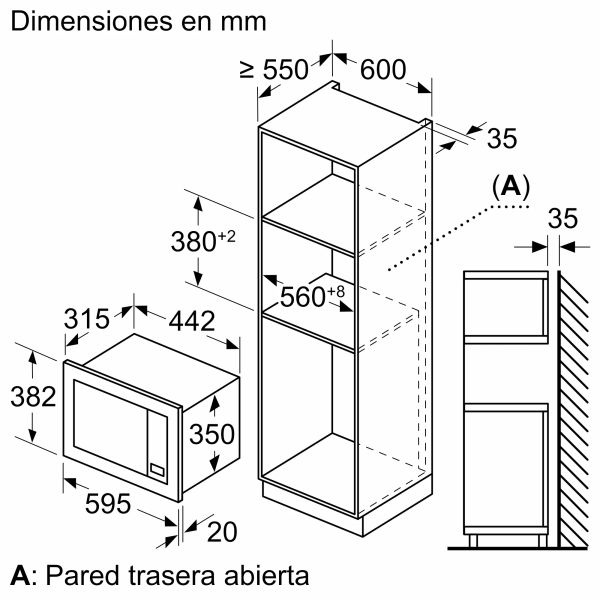 .AT.MICROONDAS INT. BALAY 3CG6142B3 20L C/GRILL BCO - Imagen 6