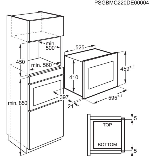 .AT.MICROONDAS INT.ELECTROLUX KMFD264TEX 26L 9000W CRIST.NGO/INOX - Imagen 3