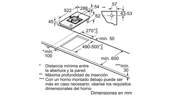 .AT.PLACA GAS BALAY 3ETG631HB 1F C/WOK BISEL 30CM CRIST.NGO - Imagen 3