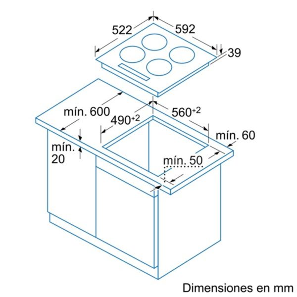 .AT.VITROCERAMICA BALAY 3EB720LR 4F BISEL 6600W 60CM NGO - Imagen 2