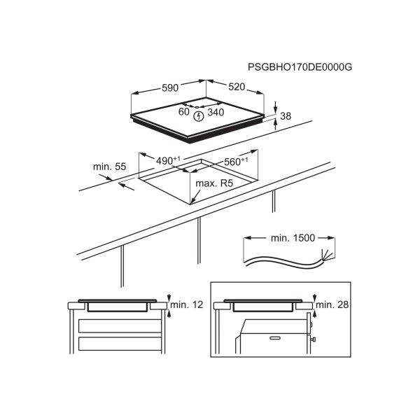 .AT.VITROCERAMICA ELECTROLUX EHF6241FOK 4F Z.21CM BISEL 6400W 60CM NGA - Imagen 2