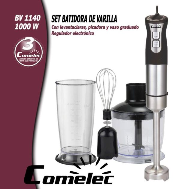 BATIDORA DE MANO COMELEC BV1140 1000W NGO/INOX - Imagen 6