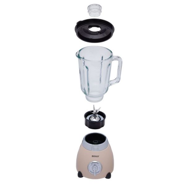BATIDORA VASO RETRO SOGO BAT-SS-5565 500W 1,5L JARRA CRISTAL BEIGE - Imagen 3