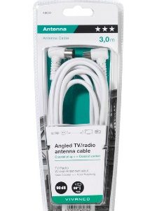 CABLE ANTENA ACODADO VIVANCO 48034 90DB 3M BCO