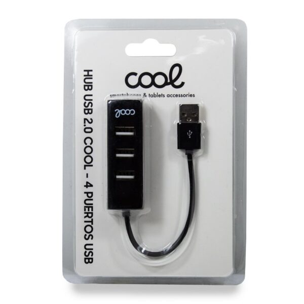 CABLE HUB USB COOL 2.0 UNIVERSAL 4 PUERTOS USB NEGRO - Imagen 2