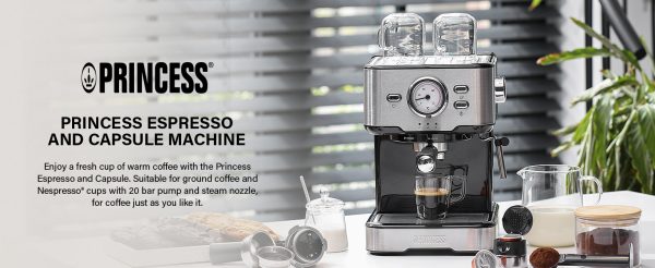 CAFETERA EXPRESS PRINCESS 249412 20BAR CAPSULAS NESPRESSO - Imagen 28