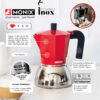 CAFETERA ITALIANA MONIX INDUCTION INOX RED - Imagen 2