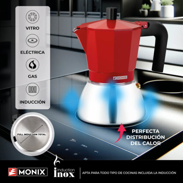 CAFETERA ITALIANA MONIX INDUCTION INOX RED - Imagen 5