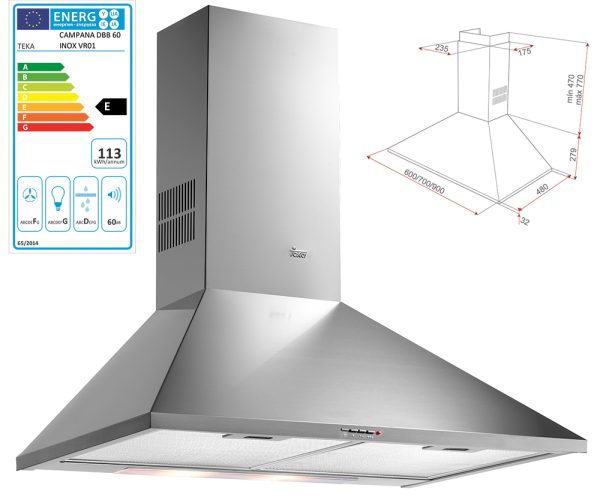 CAMPANA TEKA DBB60 INOX 60CM 40460400 PIRAMIDAL - Imagen 2