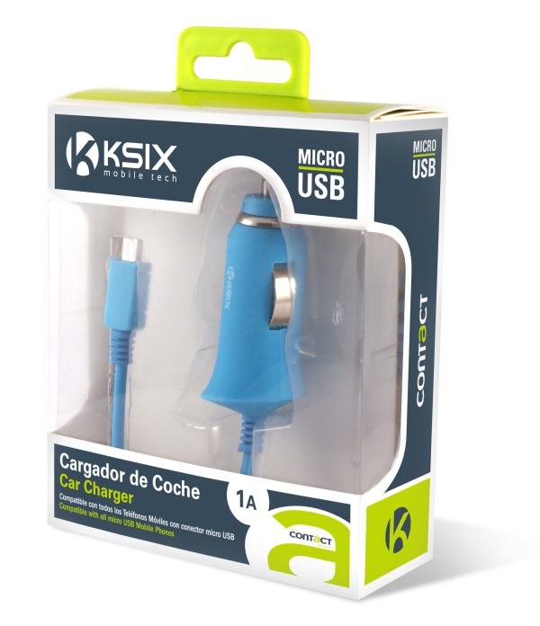 CARGADOR COCHE KSIX MICRO USB 1A AZUL B1740CR02AZ - Imagen 2