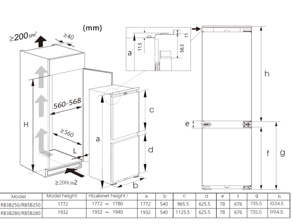 COMBI INT. HISENSE RB3B250SAWE 178X54 NF E 252L P.FIJA WIFI INVERTER - Imagen 9