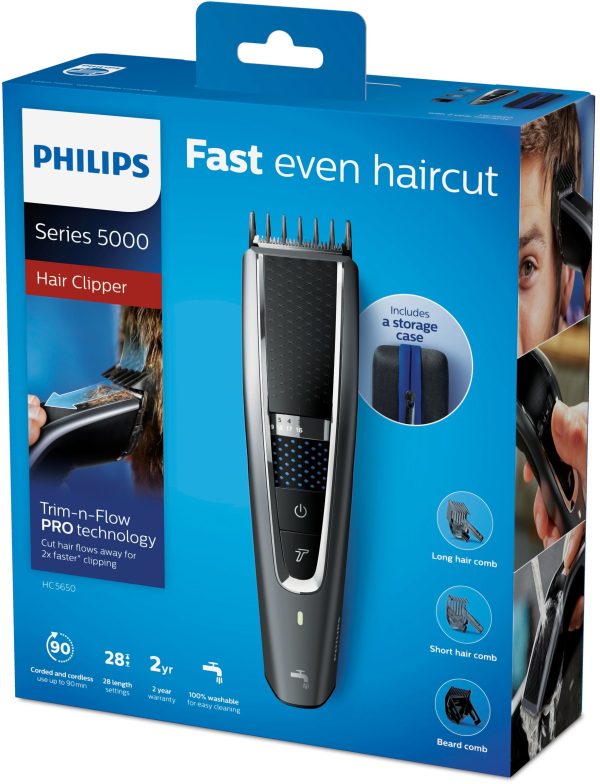 CORTAPELOS PHILIPS HC5650/15 90MIN AUT.TURBO, 3 PEINES, ESTUCHE - Imagen 4