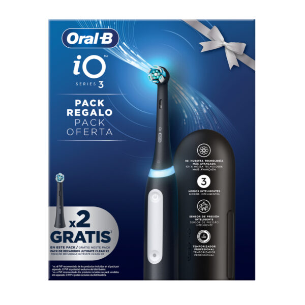 DENTAL ORAL B IO3 NEGRO C/FUNDA VIAJE + REGALO 2REC ULTIMATE CLEAN