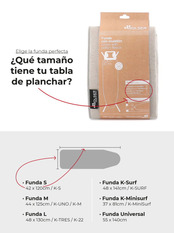 FUNDA T.PLANCHA MULETON NATURAL 130X48 PLOMO - Imagen 4