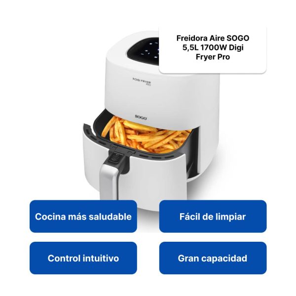 Freidora Aire SOGO 5,5L 1700W Digi Fryer Pro - Imagen 3