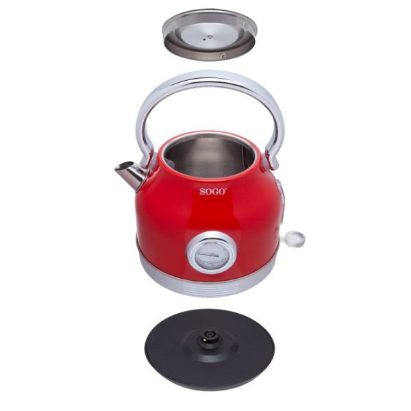 HERVIDOR RETRO SOGO KET-SS-7760 2200W 1,8L ROJO RESIST. OCULT.ROJO - Imagen 4