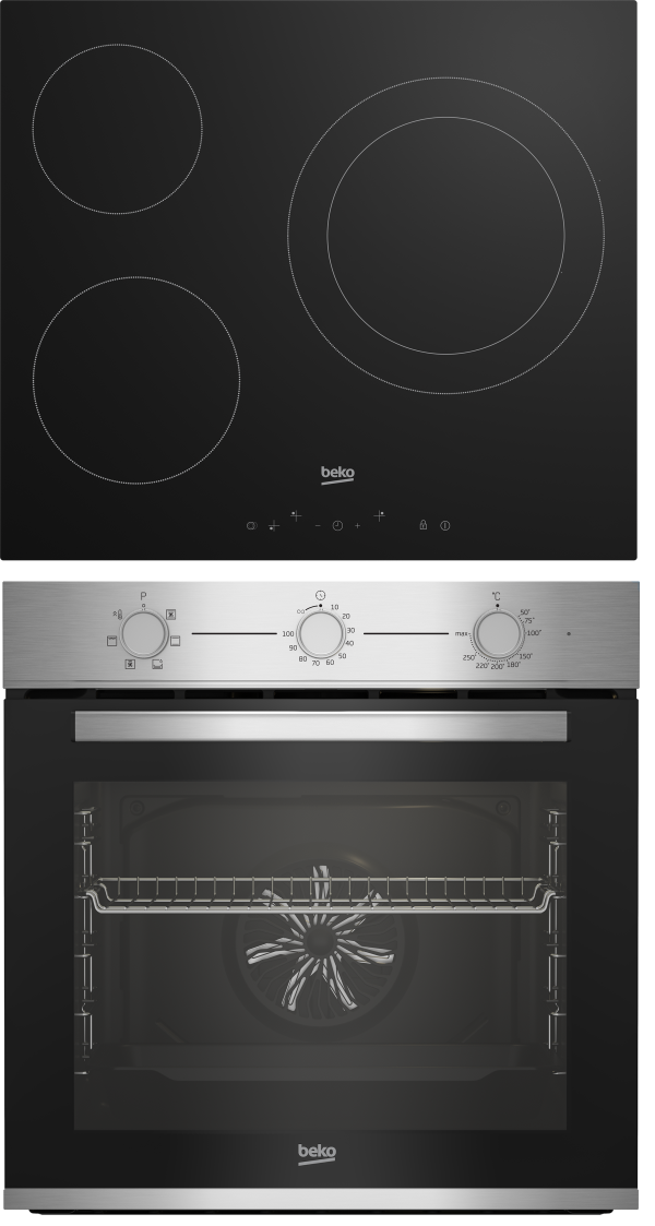 HORNO+VITRO BEKO INOX CON LIMPIEZA VAPOR