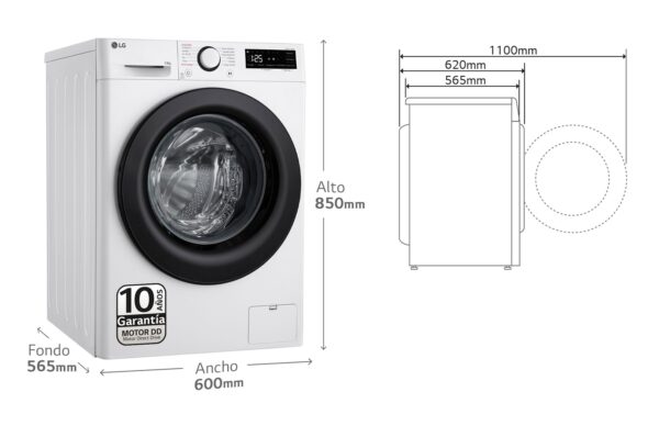 LAVADORA LG F4WR5010A6W 10KG 1400RPM A C/VAPOR - Imagen 2