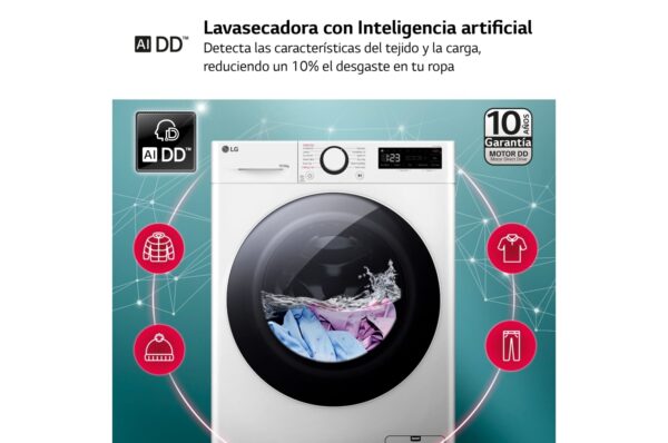 LAVASECADORA LG F4DR6010A0W 10/6KG 1400RPM A/D BCA. C/VAPOR - Imagen 3