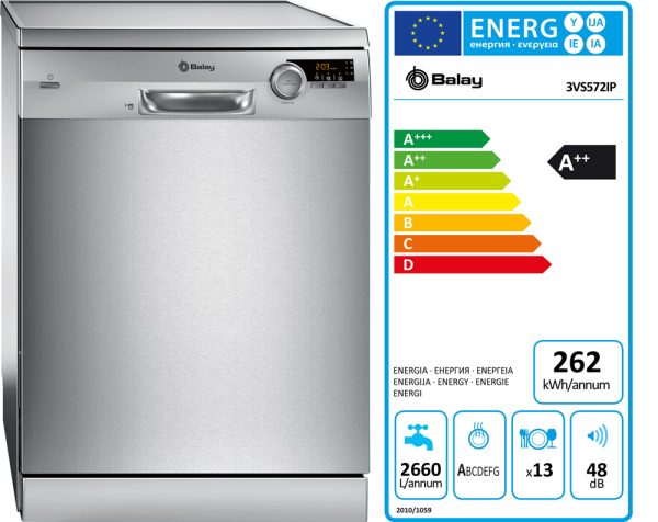 LAVAVAJILLAS BALAY 3VS572IP 13CUB E 3ªBANDEJA INOX - Imagen 3