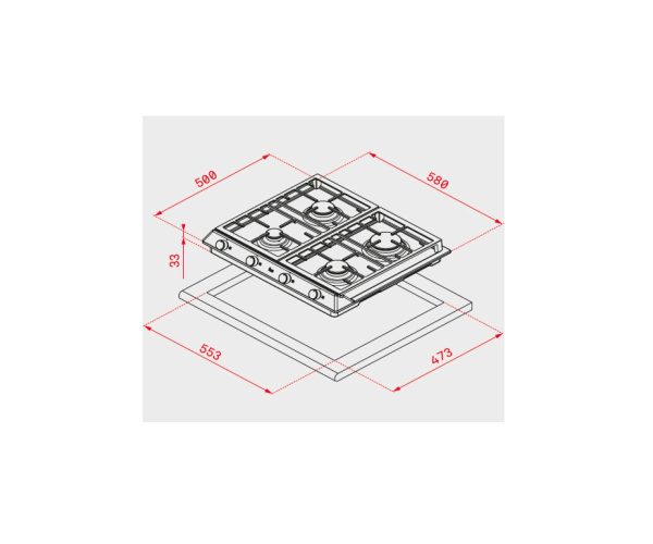 PLACA GAS TEKA EX60.1 3G AI AL DR CI NAT 3F C/WOK 60CM INOX 40212220 - Imagen 2