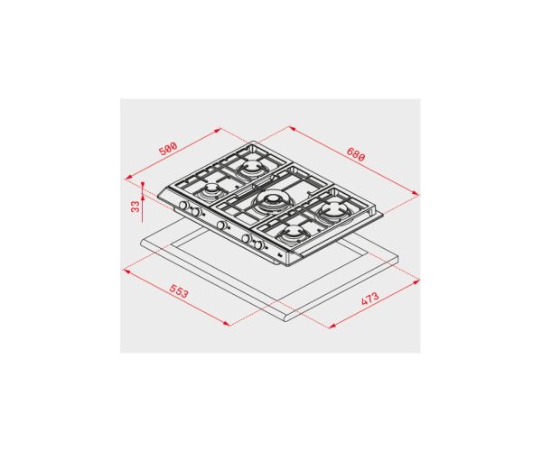 PLACA GAS TEKA EX70.1 5G AI AL DR NAT 5F C/WOK 70CM INOX 40212240 - Imagen 2