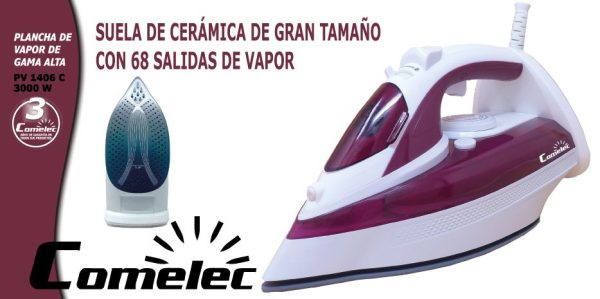 PLANCHA VAPOR COMELEC PV1406C 3000W CERAMICA - Imagen 3