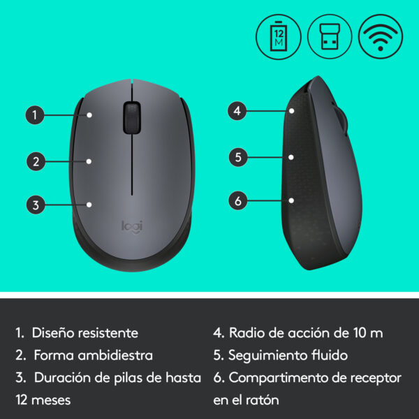 RATON LOGITECH 46302 M170 GREY-K INALAMBRICO - Imagen 11