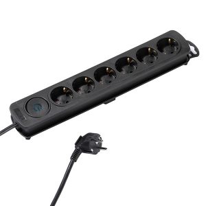 REGLETA / ENCHUFE VIVANCO 37648 6X SCHUKO INTERRUPTOR NEGRA