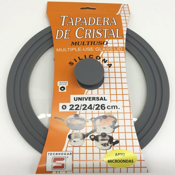 TAPA CRISTAL TECNHOGAR 19035 SILICONA 22/24/26 CM - Imagen 2