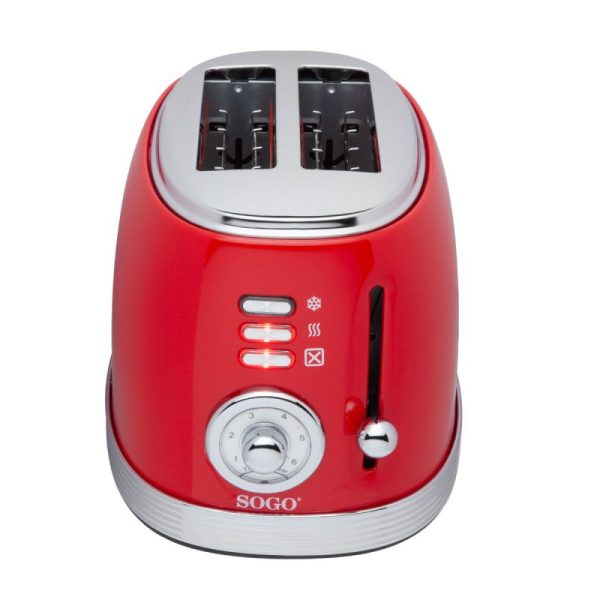 TOSTADOR RETRO SOGO TOS-SS-5460 PAN MOLDE 2 RAN 850W ROJO - Imagen 3