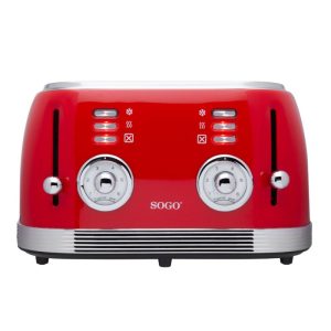 TOSTADOR RETRO SOGO TOS-SS-5465 PAN MOLDE 4 RAN 1500W ROJO