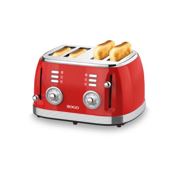 TOSTADOR RETRO SOGO TOS-SS-5465 PAN MOLDE 4 RAN 1500W ROJO - Imagen 9