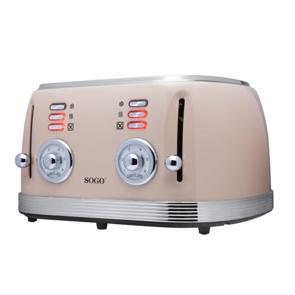 TOSTADOR RETRO SOGO TOS-SS-5475 PAN MOLDE 4 RAN 1500W BEIGE - Imagen 2