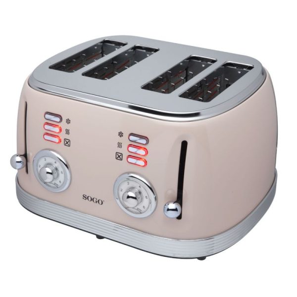 TOSTADOR RETRO SOGO TOS-SS-5475 PAN MOLDE 4 RAN 1500W BEIGE - Imagen 4