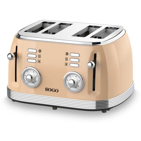 TOSTADOR RETRO SOGO TOS-SS-5475 PAN MOLDE 4 RAN 1500W BEIGE - Imagen 8