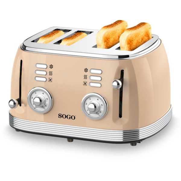 TOSTADOR RETRO SOGO TOS-SS-5475 PAN MOLDE 4 RAN 1500W BEIGE - Imagen 9