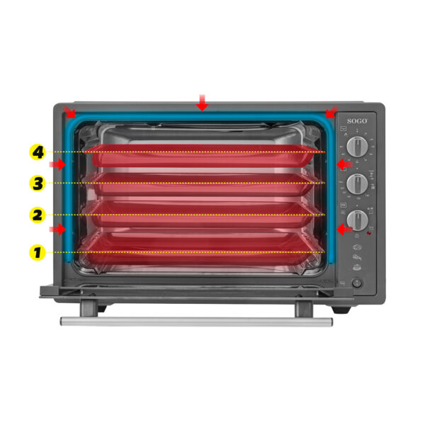 HORNO SOBREMESA SOGO HOR-SS-10570 6F 70L 1840W GRIS/NGO - Imagen 2